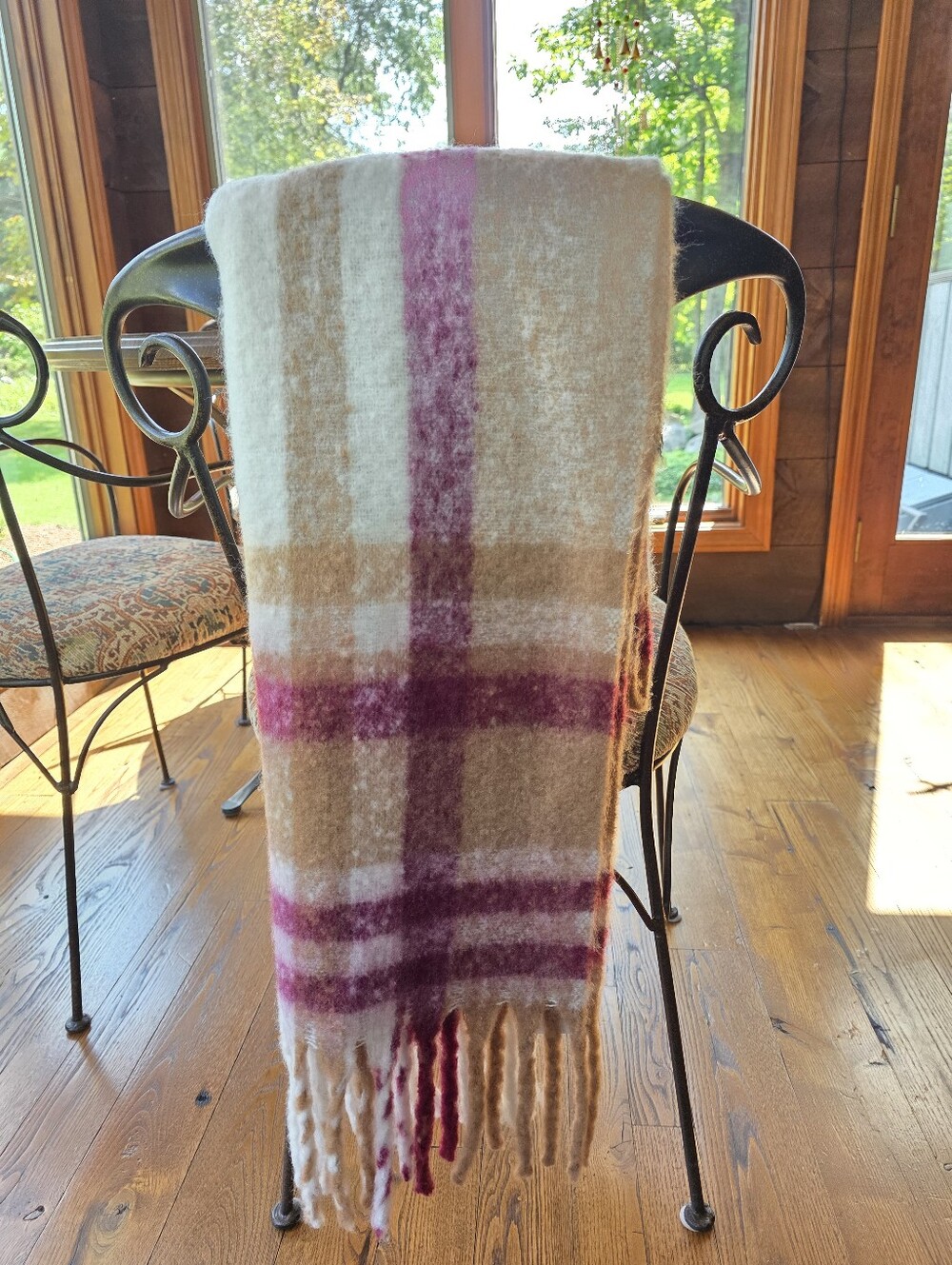 Pia Rossini Nikita Soft Striped Fringe Scarf/Wrap- Cream, Beige & Blush NWT